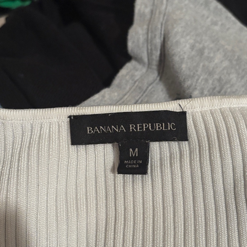 Banana Republic Cream Ribbed Knit Top